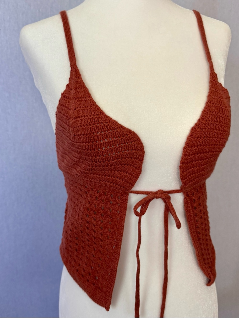 Forever 21 Crochet Tie-Front Tank in Rust Bohemian